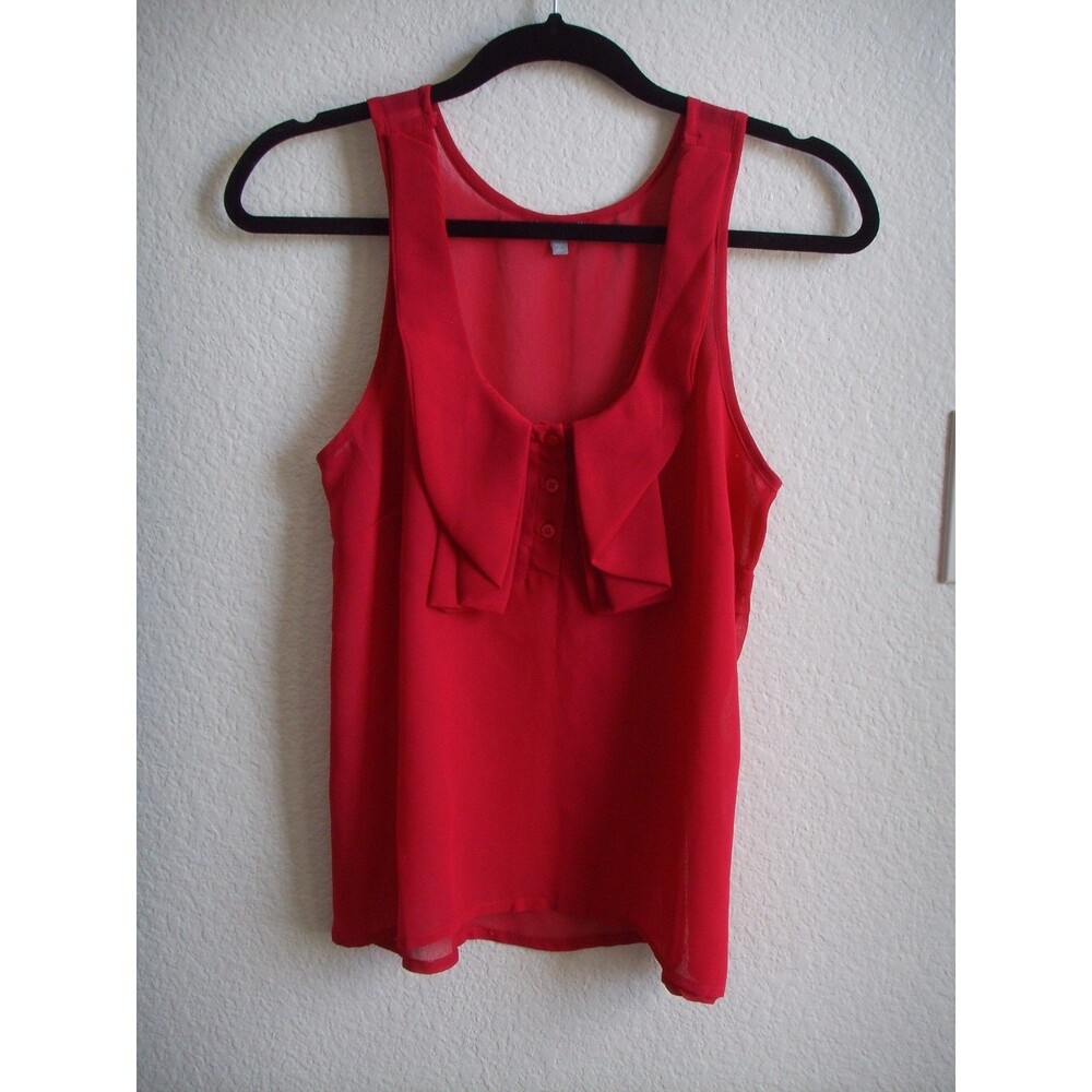 Charlotte Russe Fushcia Sleeveless Sheer Chiffon Swing Tank Top Blouse XS S 2 4